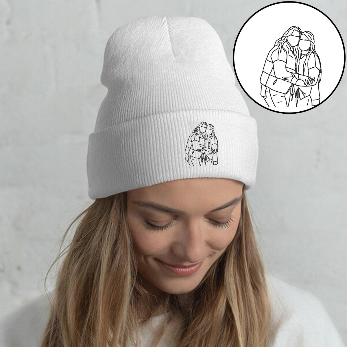 Custom Photo - Personalized Bestie Embroidered Beanie