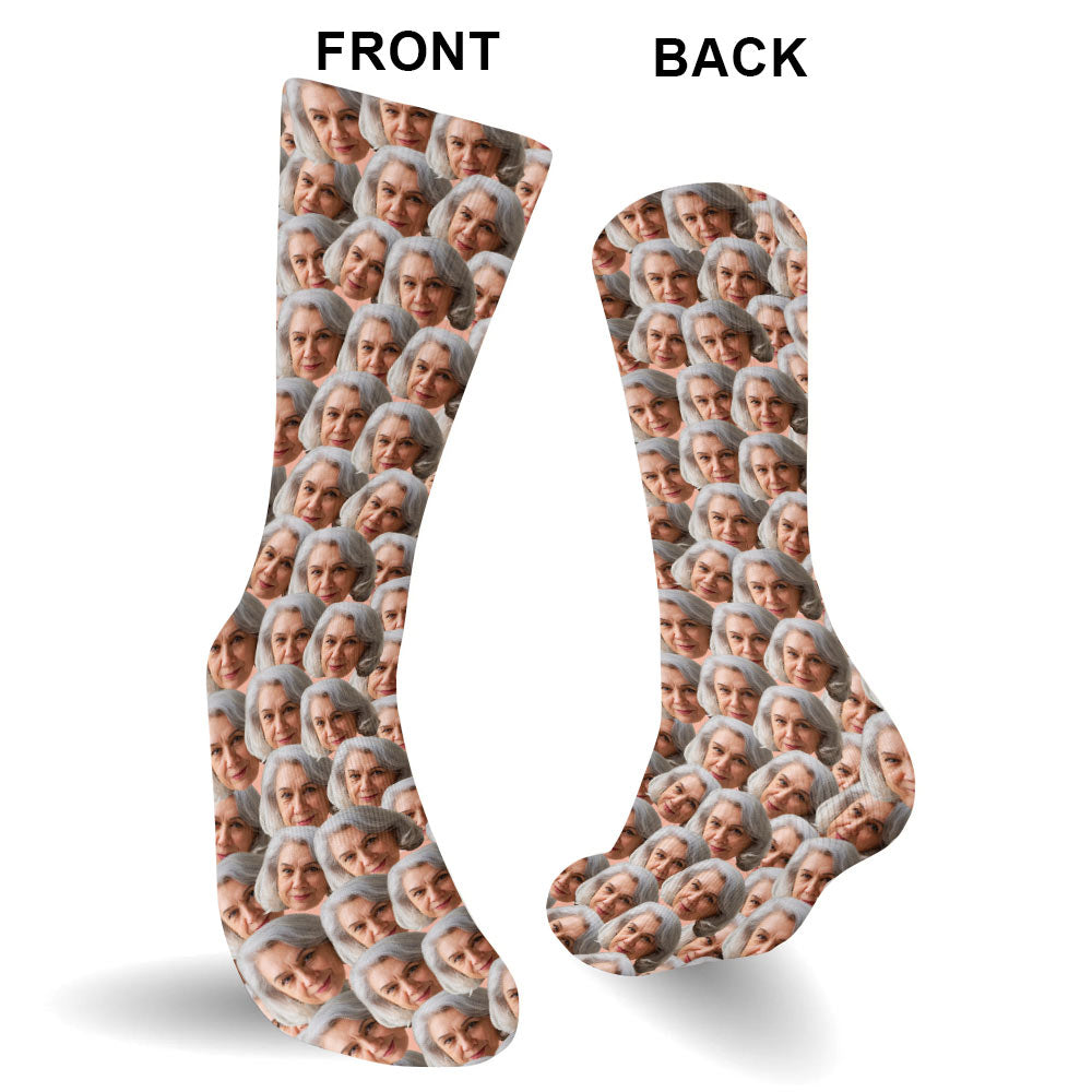 Customizable Printed Face - Personalized Grandma Socks