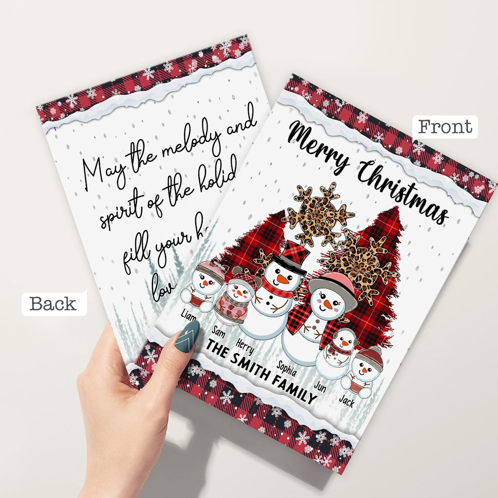 Merry Christmas Snowman - Personalized Family Greeting Card