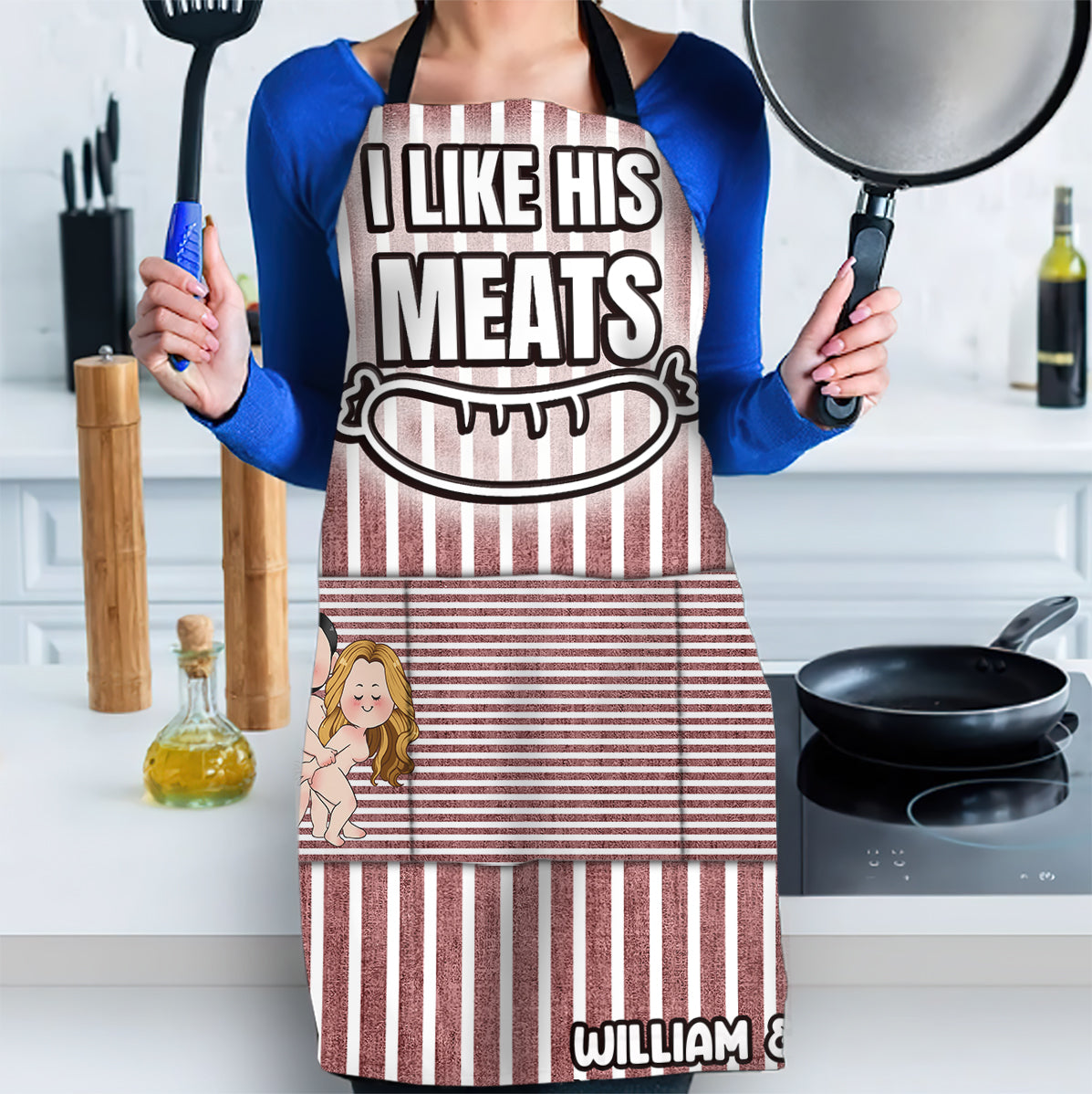 I Like His Meat I Like Her Buns - Personalized Couple Apron