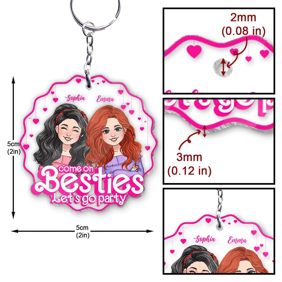 Come On Besties Let's Go Party - Gift for friend - Personalized Transparent Keychain