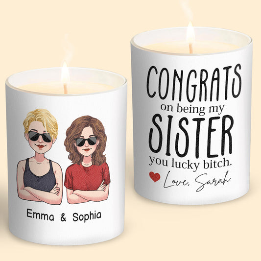 Congrats On - Personalized Sibling Candle With Wooden Lid