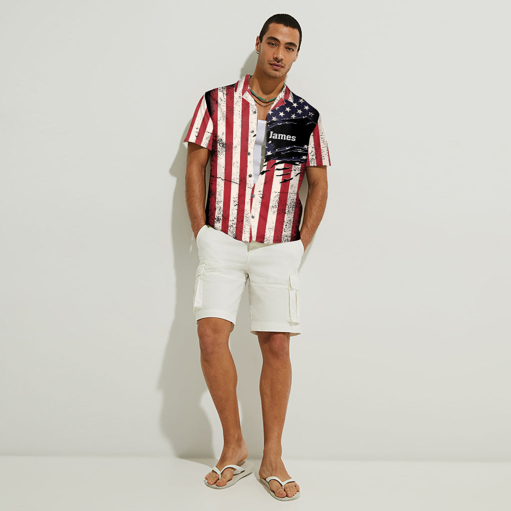Patriotic Angler - Personalized Fishing Hawaiian Shirt