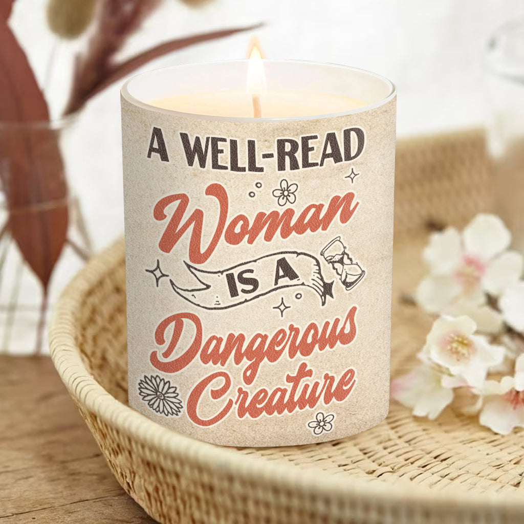 A well-read woman - Personalized Book Candle With Wooden Lid
