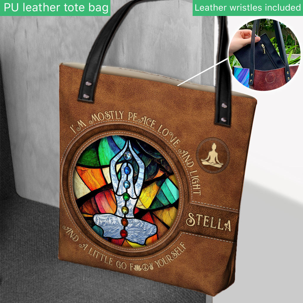 I'm Mostly Peace - Personalized Yoga Tote Bag