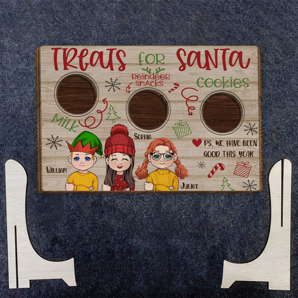 Treats For Santa - Personalized Family 2 Layered Wood Sign