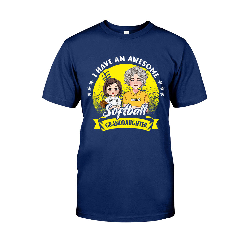 Awesome Softball Granddaughter - Personalized Softball T-shirt And Hoodie
