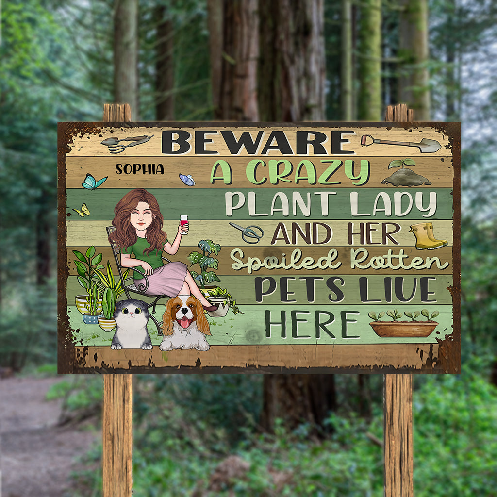 Crazy Plant Lady - Personalized Gardening Rectangle Wood Sign