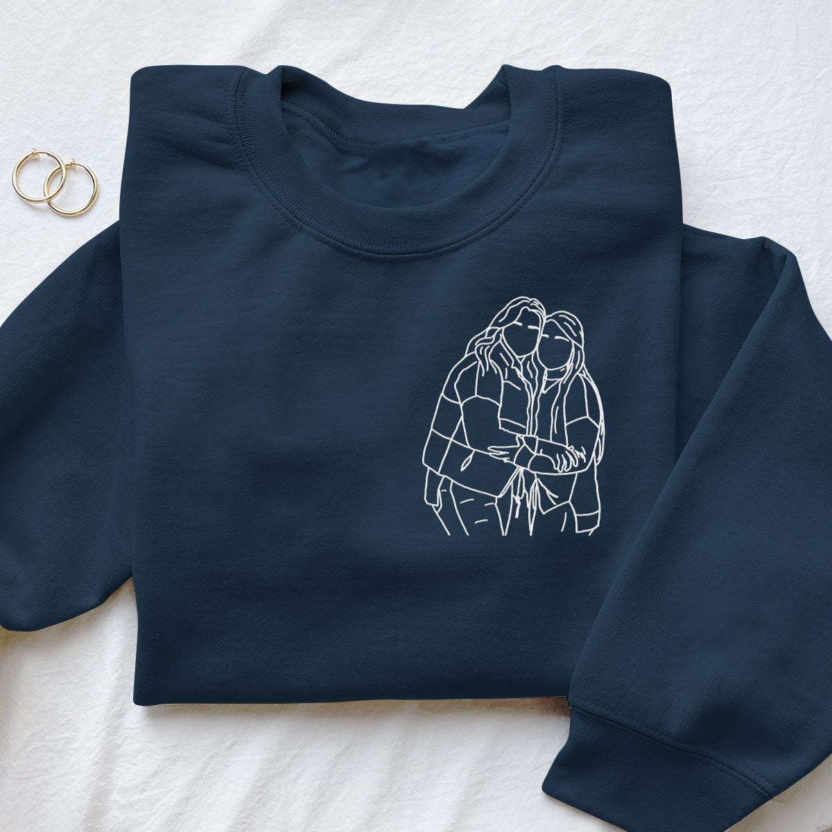 Custom Line Art - Personalized Bestie Embroidered Sweater