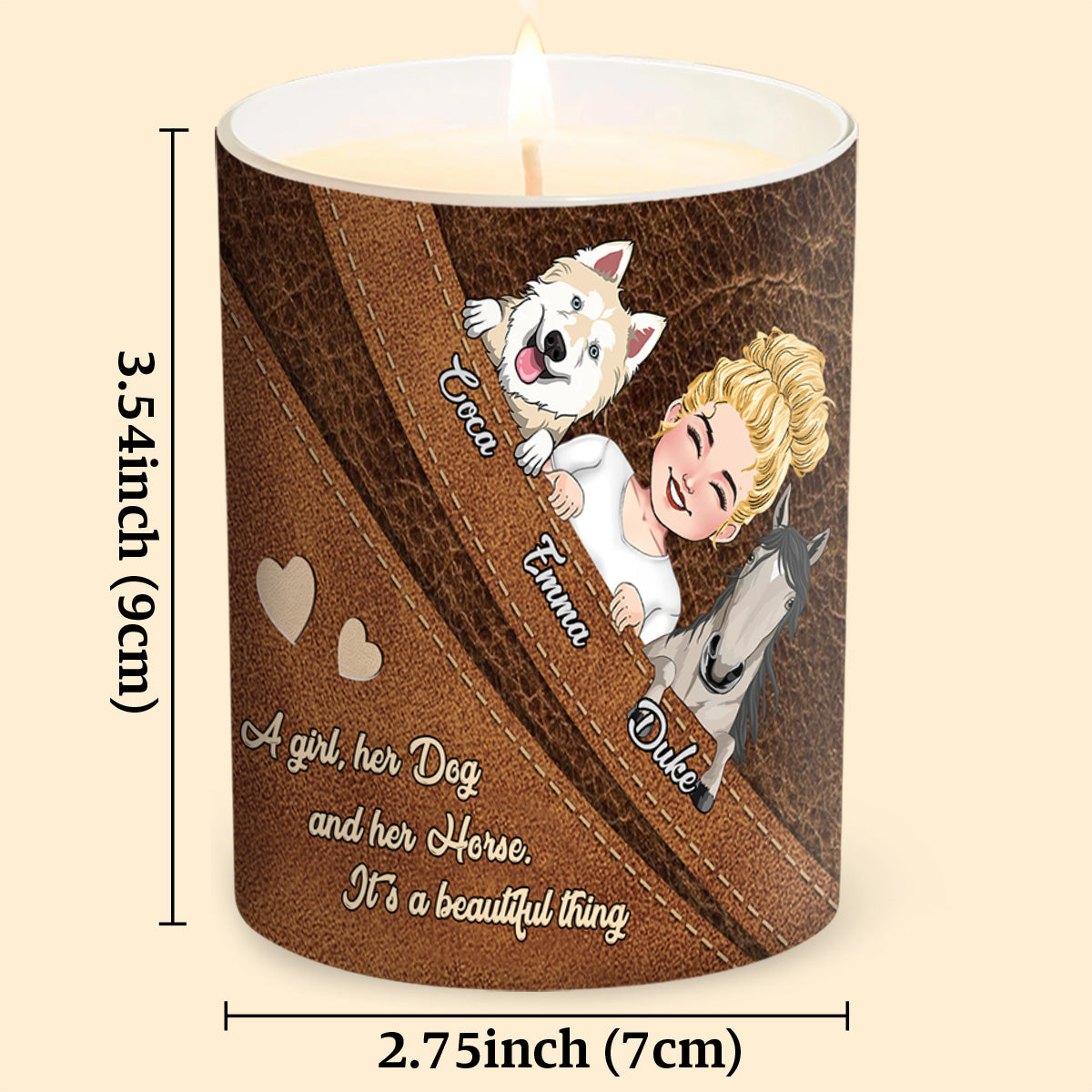 What A Beautiful Thing - Personalized Horse Candle With Wooden Lid