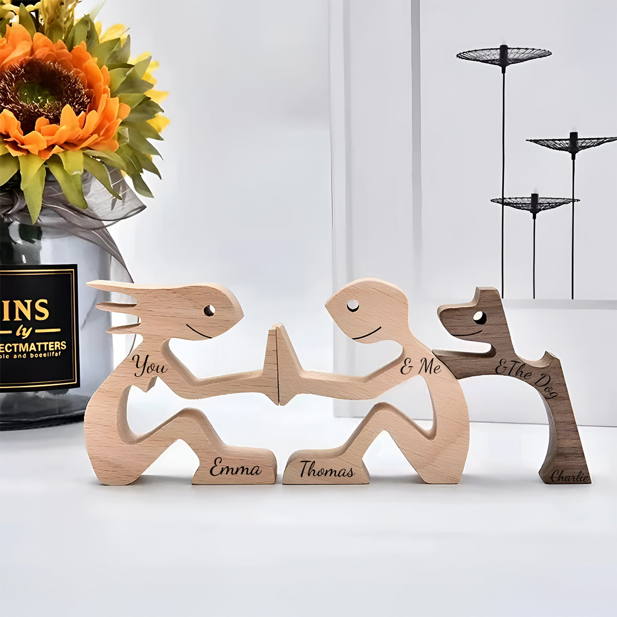 You & Me And The Dog - Personalized Couple Decorative Figures