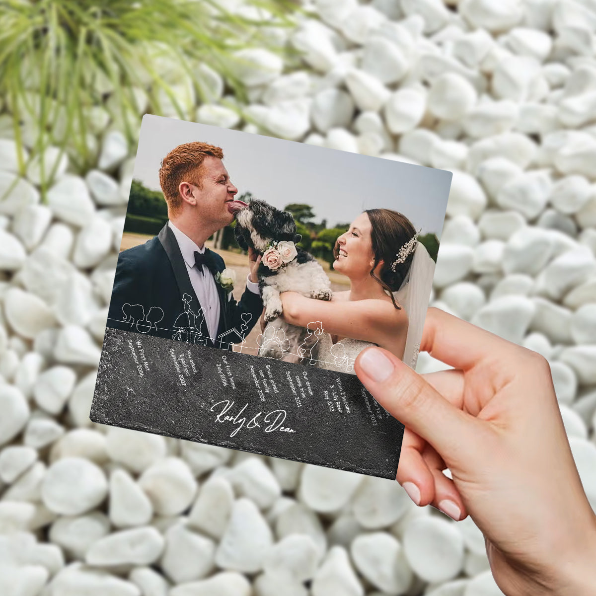 Our Story So Far - Personalized Husband And Wife Square Shaped Stone