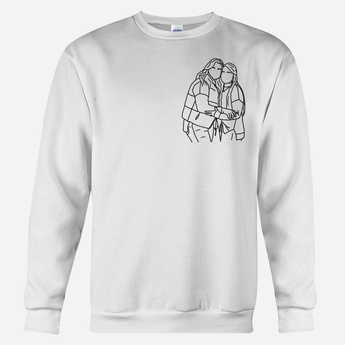 Custom Line Art - Personalized Bestie Embroidered Sweater