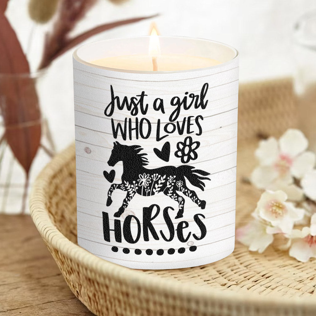 Just A Girl Who Loves Horses - Personalized Horse Candle With Wooden Lid