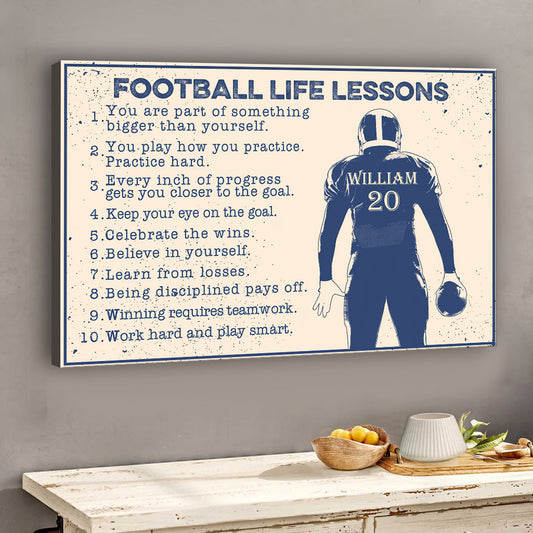 Fußball-Lebenslektion – Personalisierte Fußball-Leinwand und Poster