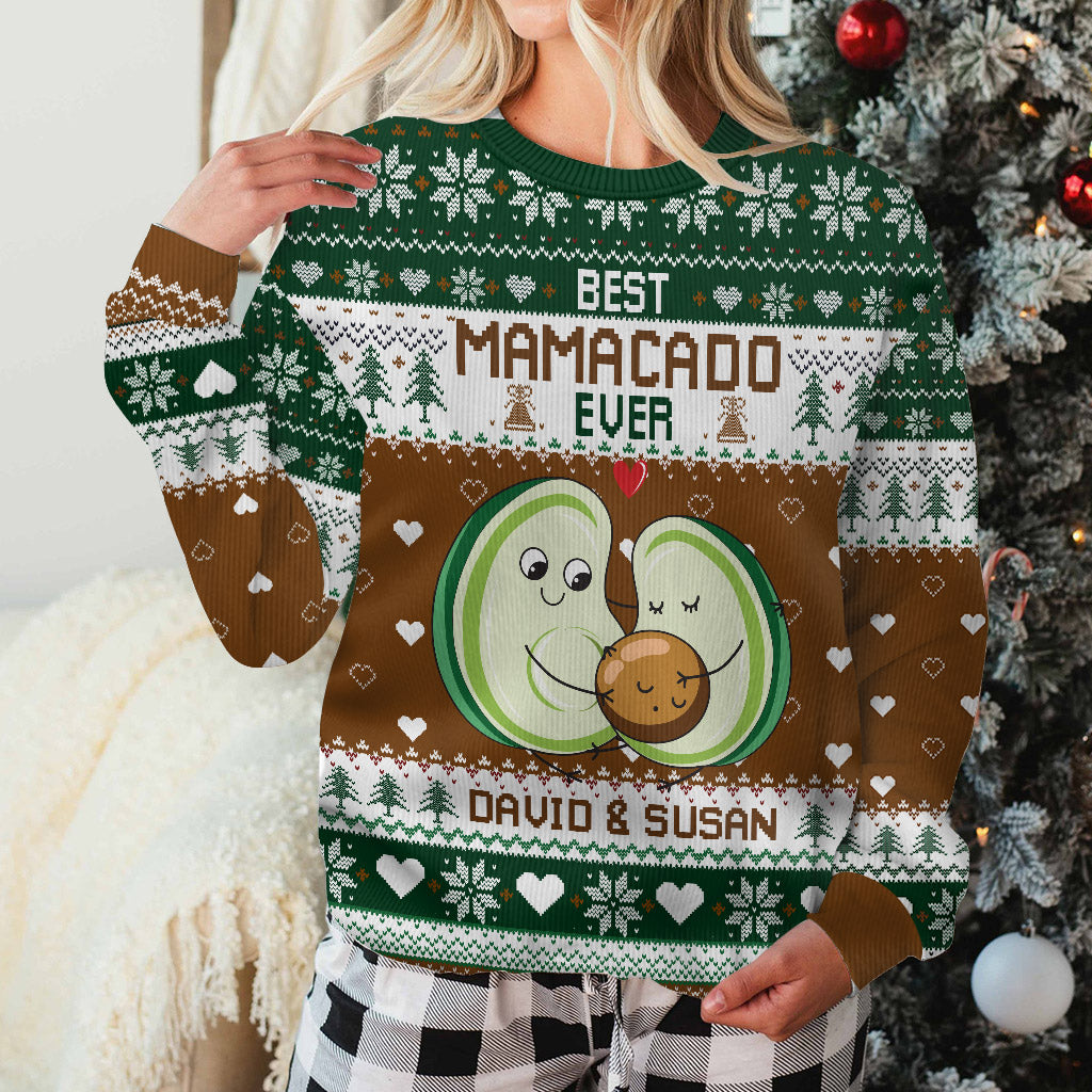 Mamacado Papacado - Pregnancy gift for husband, wife, boyfriend, girlfriend - Personalized Ugly Sweater