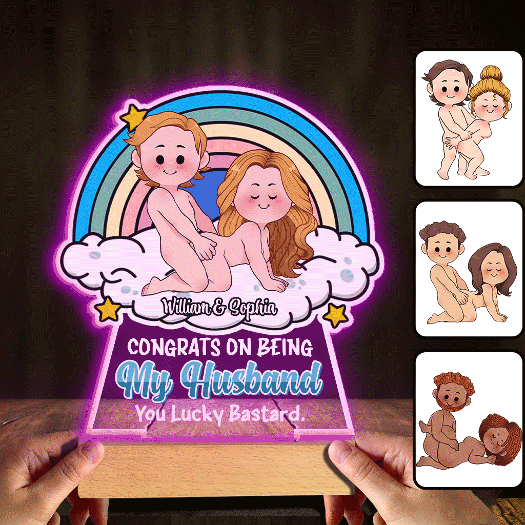 Congrats On Being My Husband - gift for husband, wife - Personalized Shaped Plaque Light Base