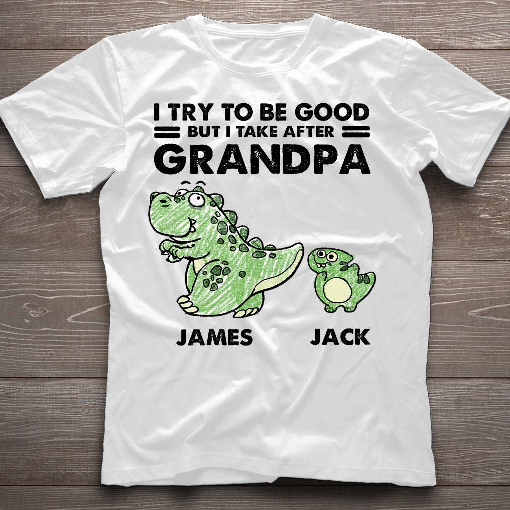 Ich bin ganz nach meiner Oma/meinem Opa gekommen – Geschenk für Opa – Personalisiertes T-Shirt und Hoodie