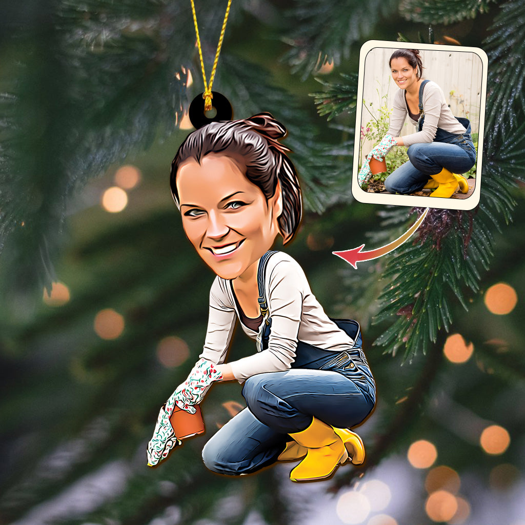Caricature Gardener Portrait - Personalized Gardening Ornament