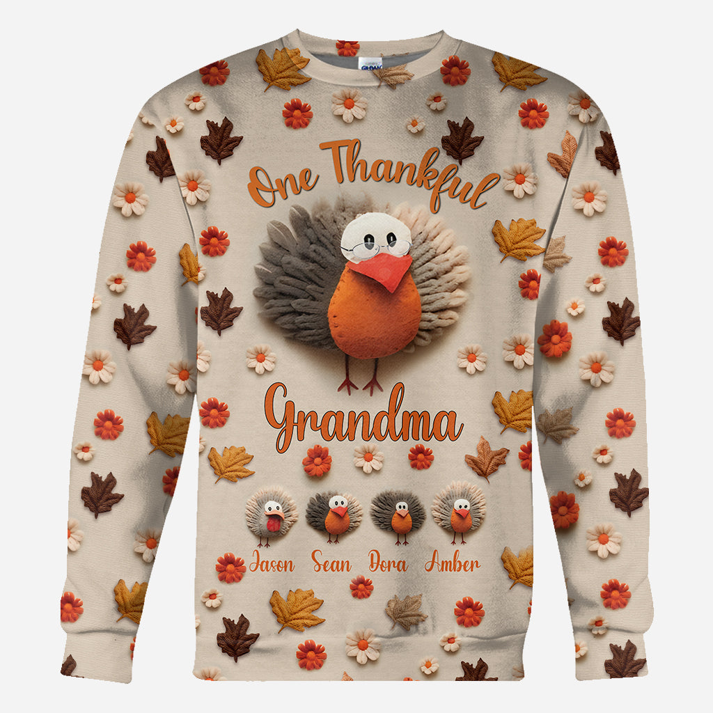 One Thankful Grandma - Personalized Grandma All Over Shirt