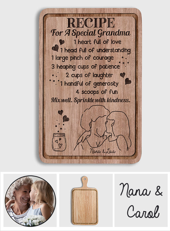 Recipe For A Special Grandma - Gift for grandma - Personalized Cutting Board