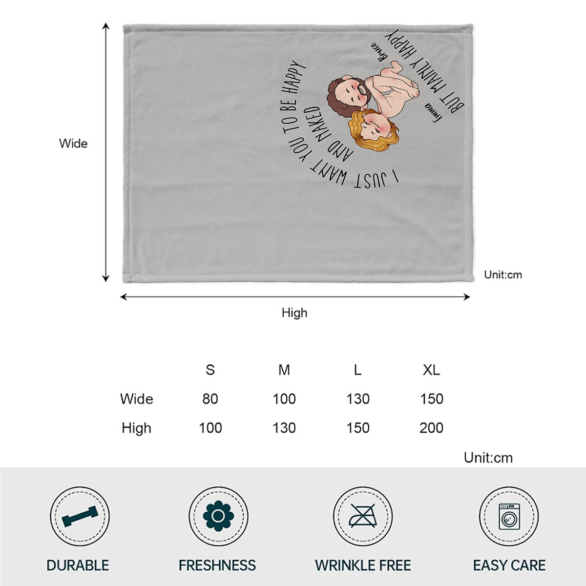 I Just Want You To Be Happy And Naked But Mainly Happy - Personalized Couple Blanket