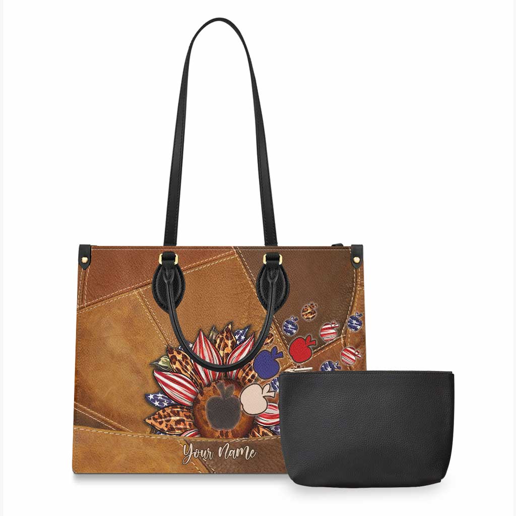 All American Teacher - Personalized Independence Day Leather Handbag