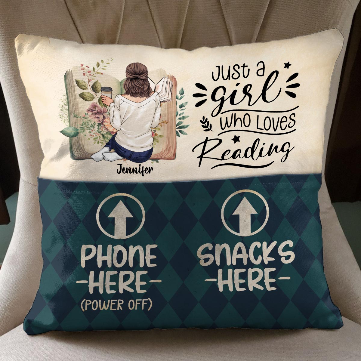 Just A Girl Who Loves Reading - Personalized Book Pocket Pillow