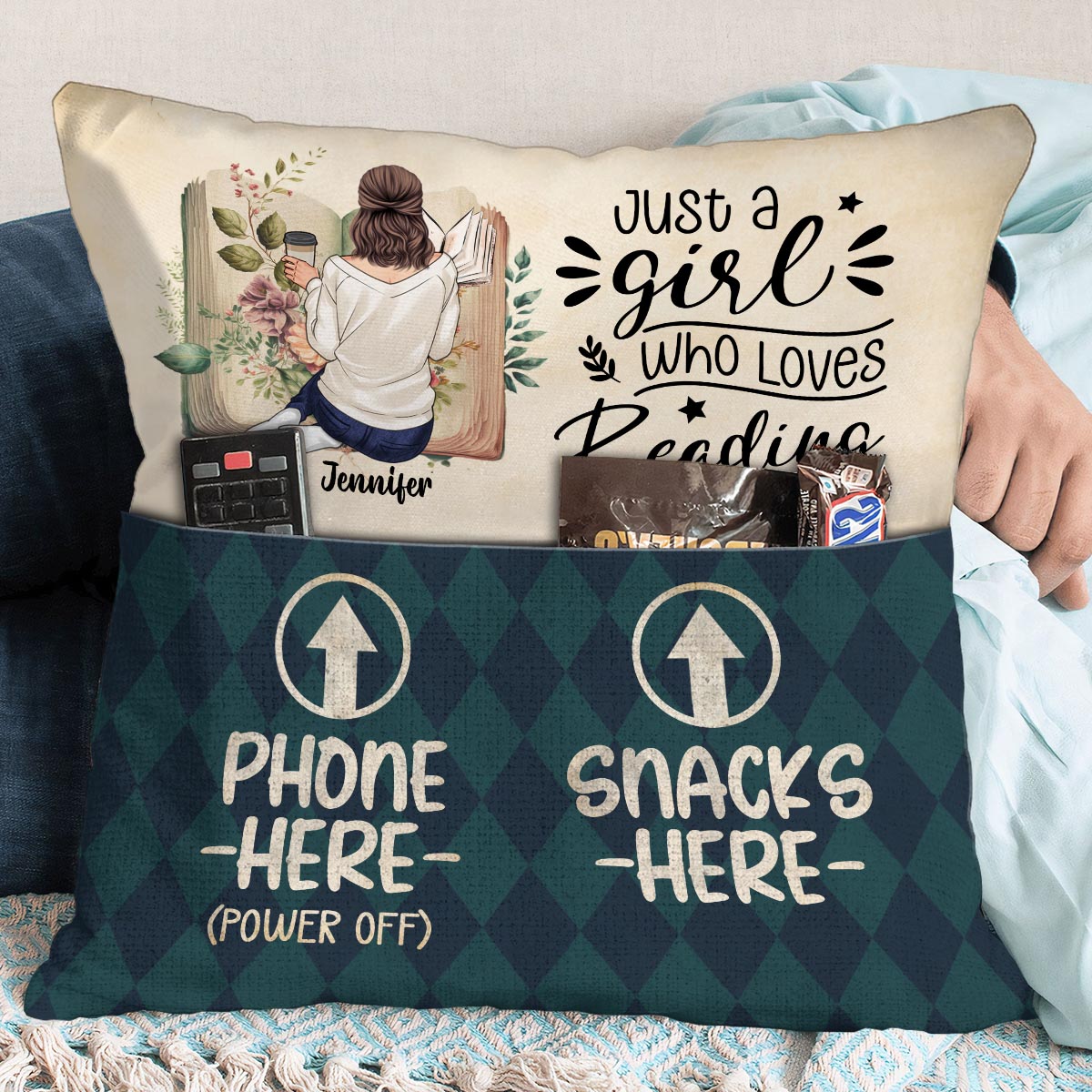 Just A Girl Who Loves Reading - Personalized Book Pocket Pillow