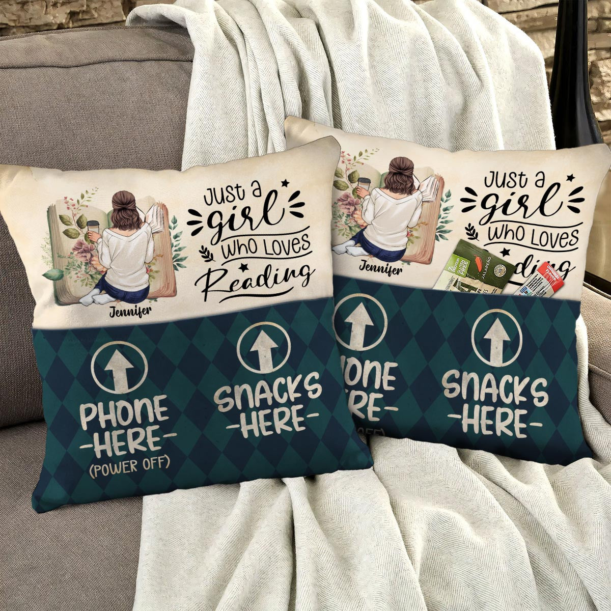 Just A Girl Who Loves Reading - Personalized Book Pocket Pillow
