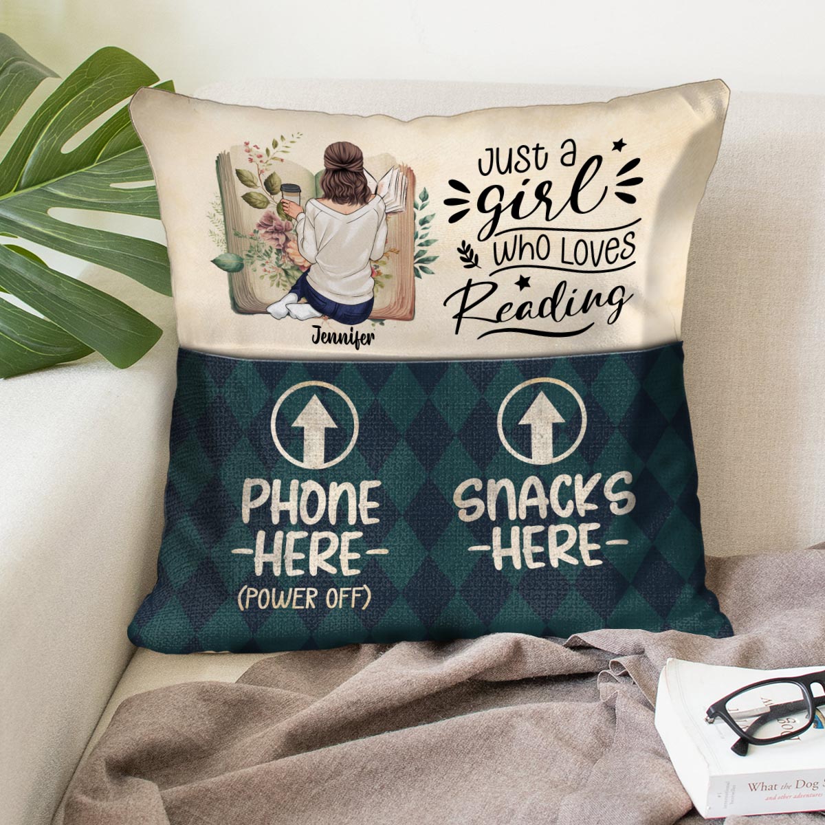 Just A Girl Who Loves Reading - Personalized Book Pocket Pillow