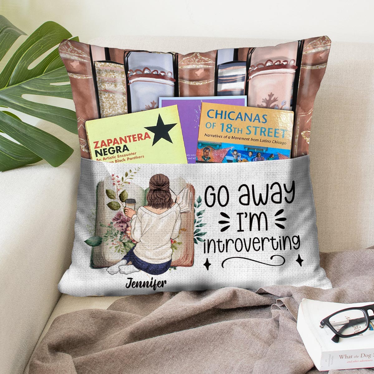 Go Away I’m Introverting - Personalized Book Pocket Pillow