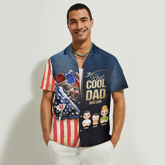 Reel Cool Dad - Personalized Fishing Hawaiian Shirt