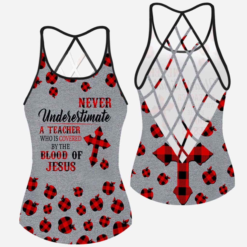 Never Underestimate  - Teacher Cross Tank Top