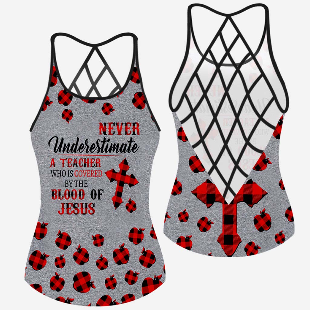 Never Underestimate  - Teacher Cross Tank Top