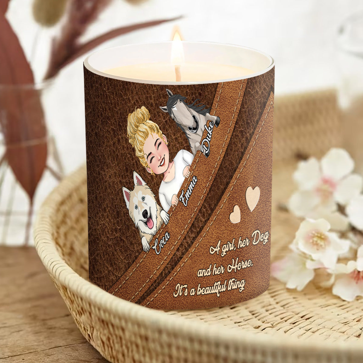 What A Beautiful Thing - Personalized Horse Candle With Wooden Lid