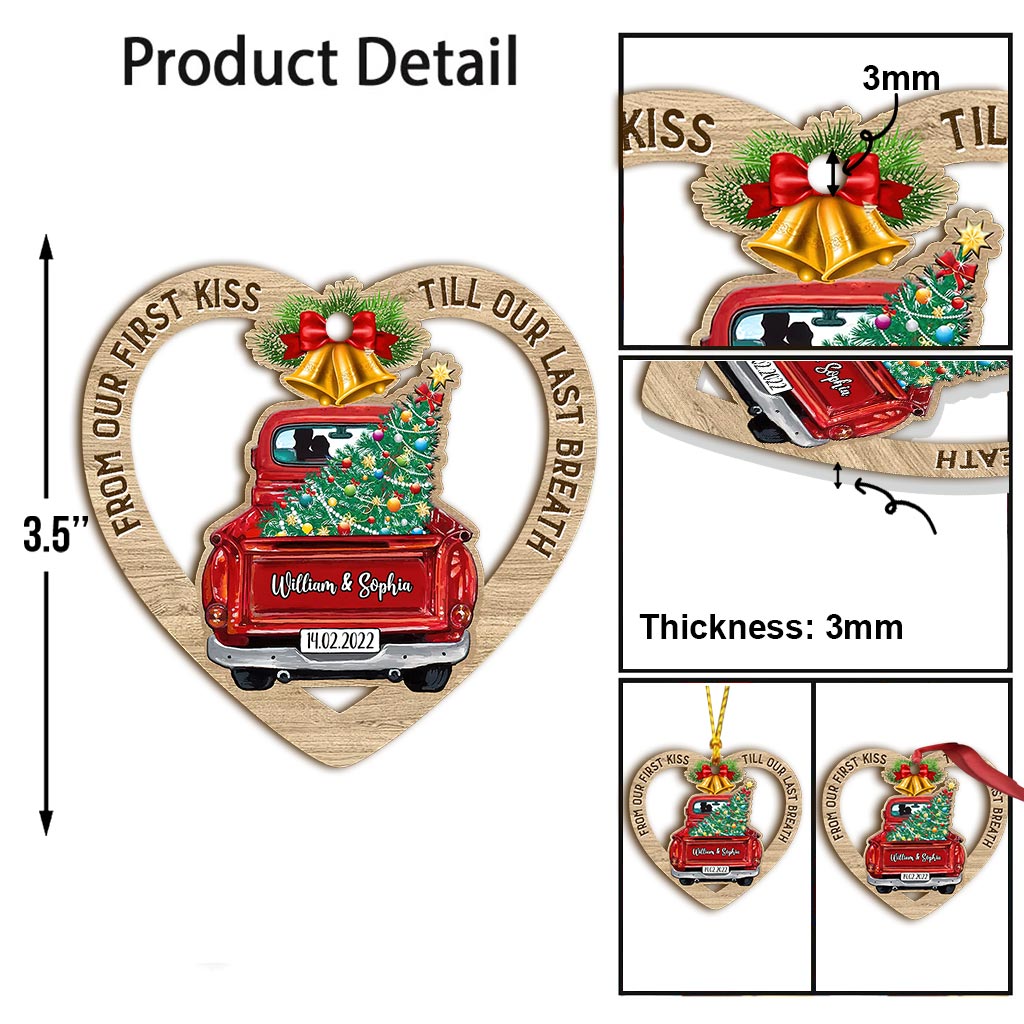 From Our First Kiss - Personalized Christmas Couple Ornament (Printed On Both Sides)