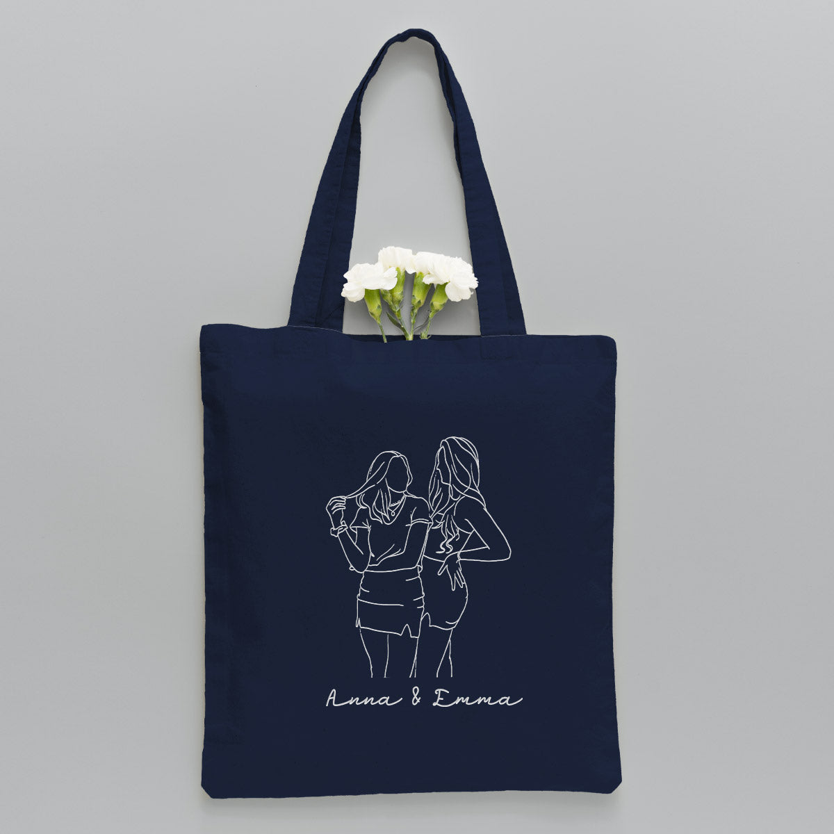 Sac fourre-tout brodé personnalisé avec photo au trait - Sac fourre-tout brodé personnalisé pour tante