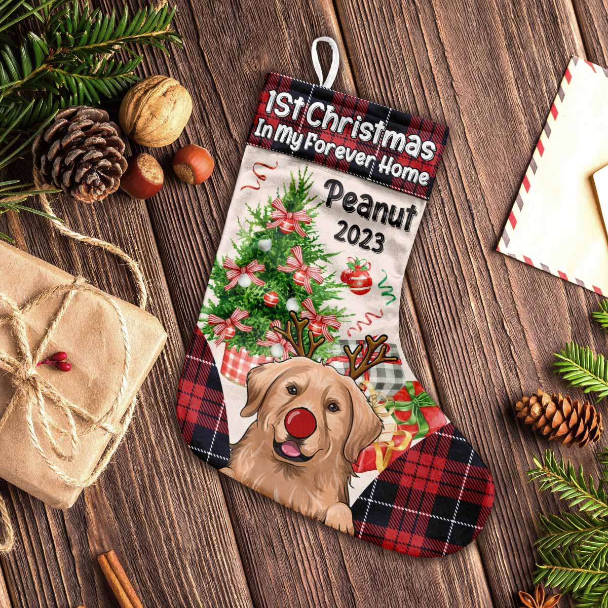 Mon premier Noël - Chaussettes de Noël personnalisées pour chiens