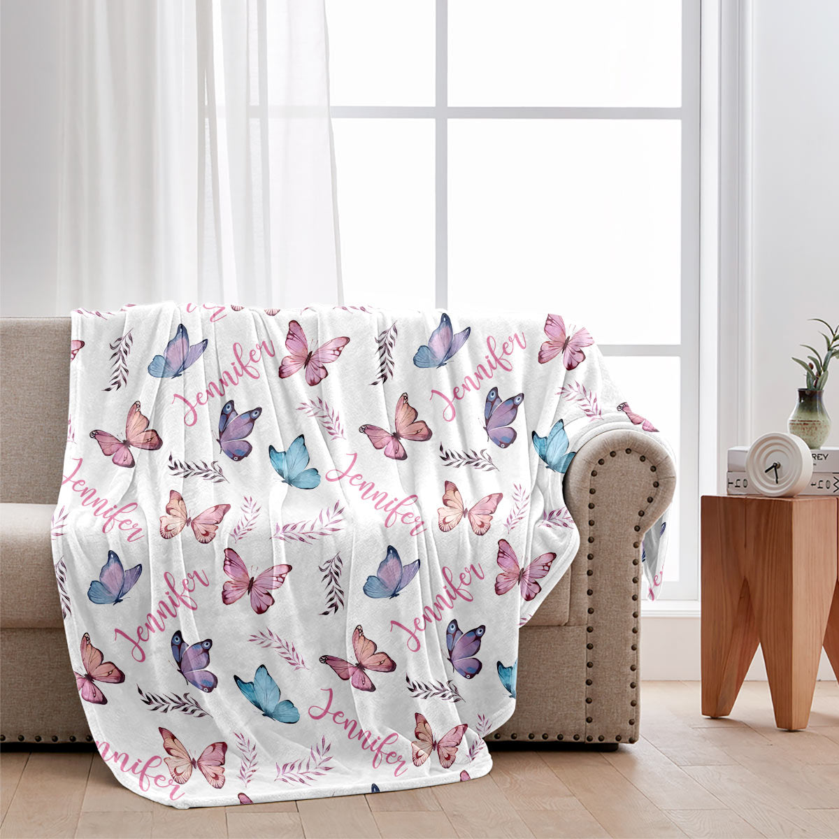 Couverture personnalisée avec nom papillon - Tante