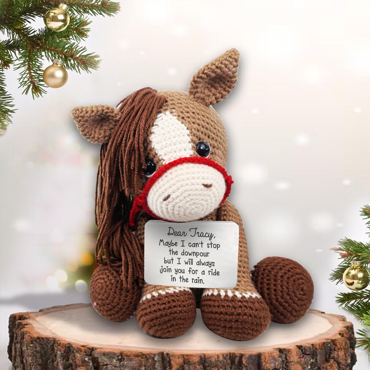 Chevauche-moi - Figurine de cheval personnalisée tricotée à la main