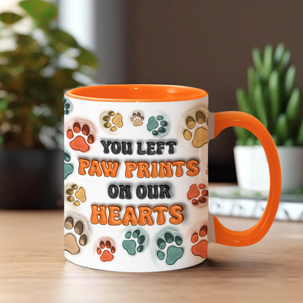 You Left Paw Prints On Our Hearts Angel Wings - Gift for dog lovers, who lost dog, who lost cat - Personalized Accent Mug