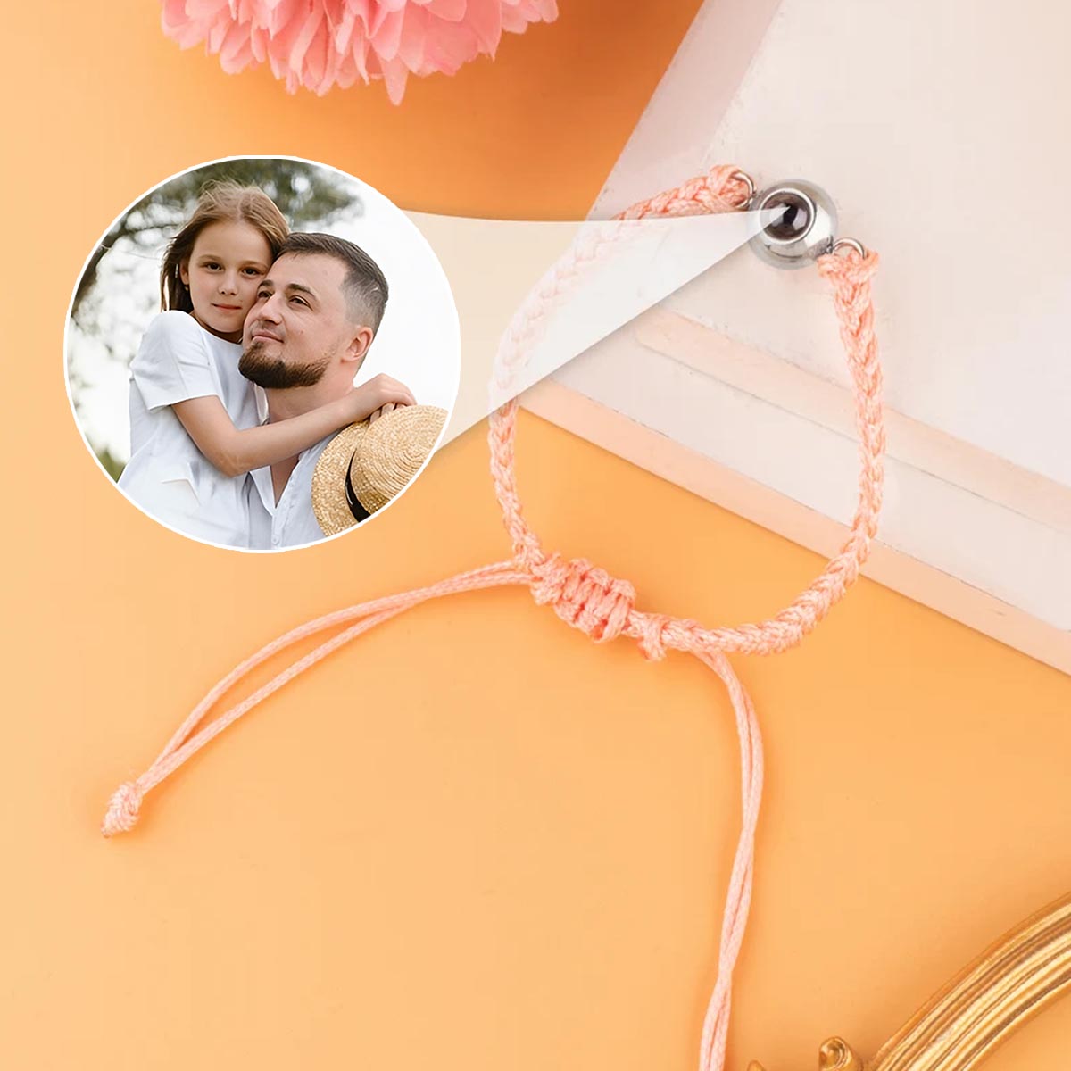 Photo Inserted Father Bracelet - Personalized Father Projection Bracelet