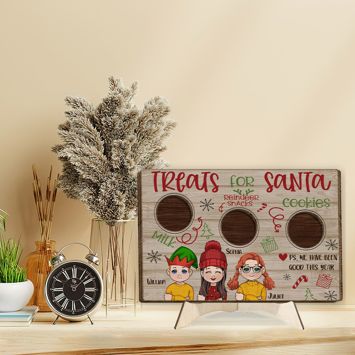 Treats For Santa - Personalized Family 2 Layered Wood Sign