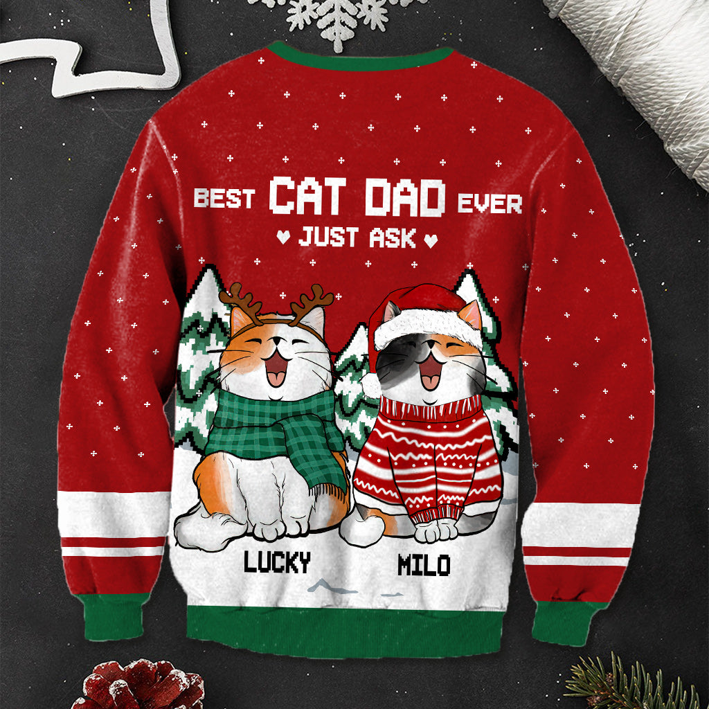 Best Cat Dad Ever - Personalized Cat Ugly Sweater