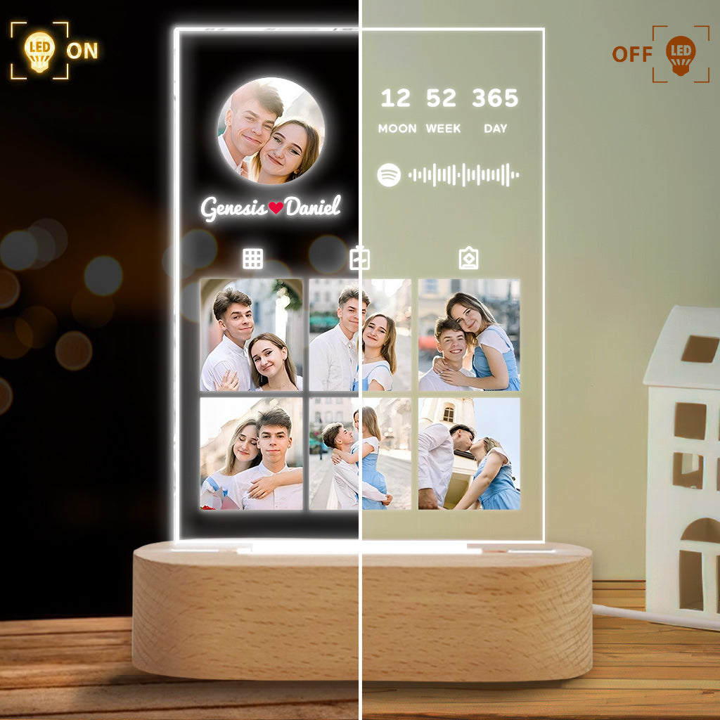 Couple Photo Collection - Personalized Couple Shaped Plaque Light Base