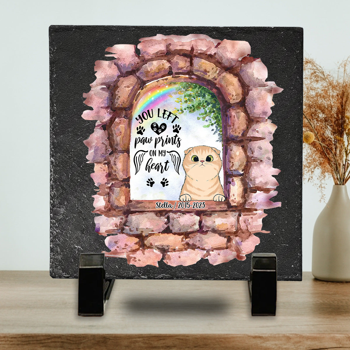 Nicht mehr an meiner Seite – Personalisierter quadratischer Stein in Hundeform