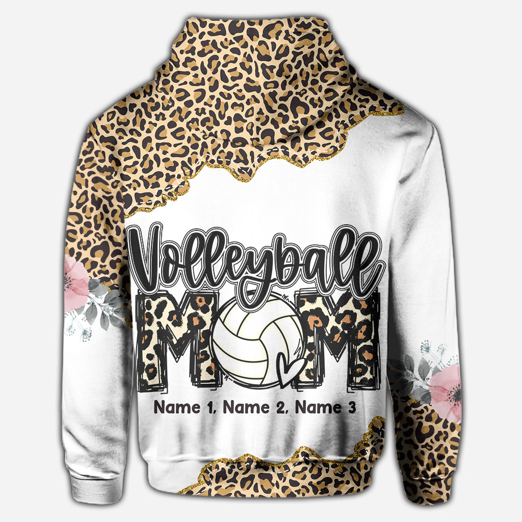 Volleyball Mom Leopard - Personalized Volleyball All Over Shirt