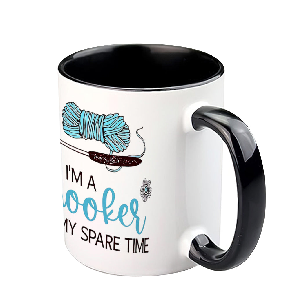 I'm A Hooker On My Spare Time - Personalized Crocheting Accent Mug