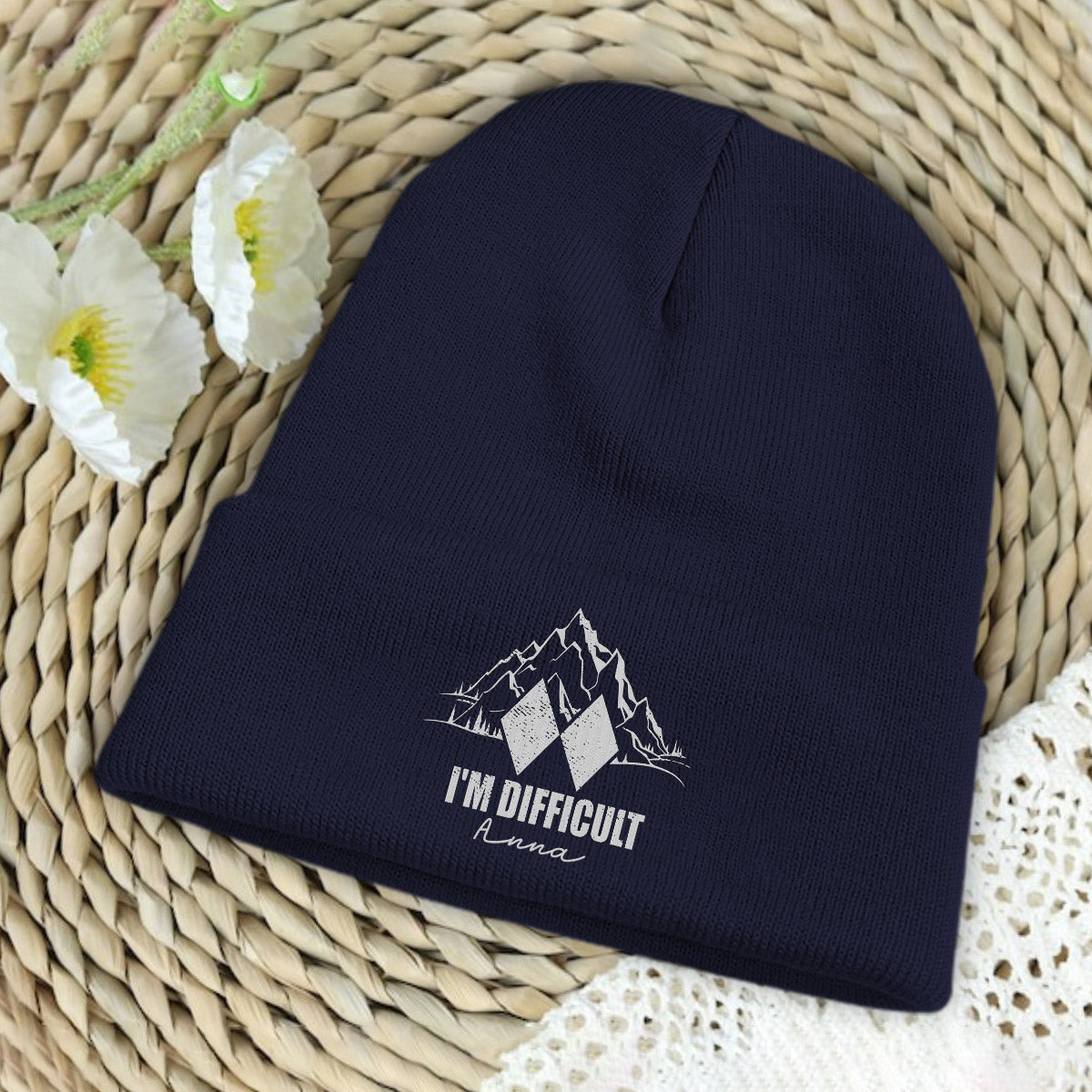 I'm Difficult - Personalized Skiing Embroidered Beanie